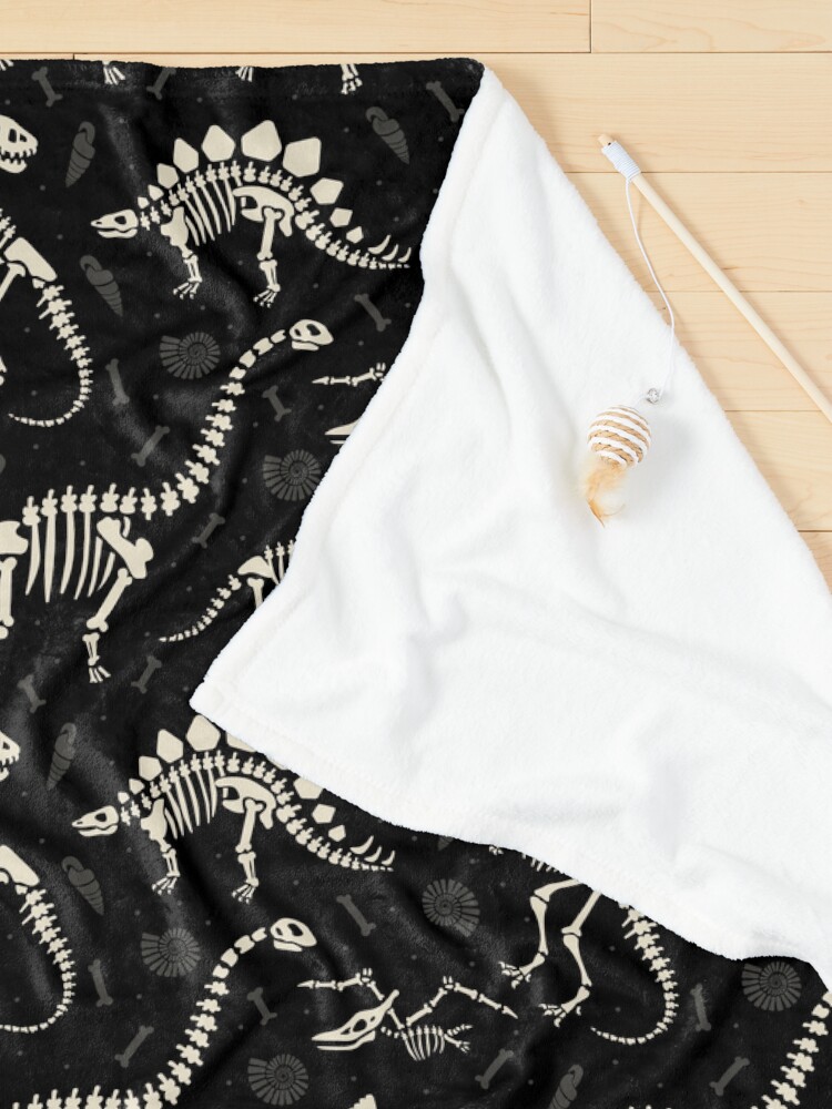 Thumbnail 3 of 6, Pet Blanket, Dinosaur Fossils in Black designed and sold by latheandquill.