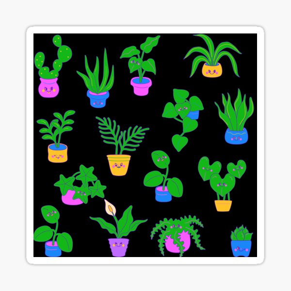 Happy Plants - Black Sticker