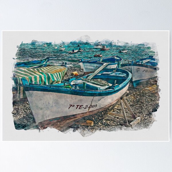 Playa Blanca Lanzarote Watercolour Effect Poster