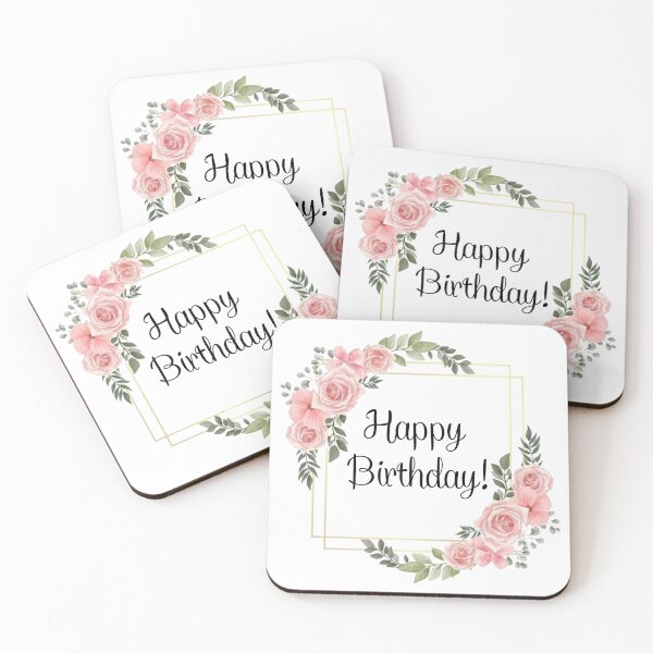 Item preview, Happy Birthday | Pink Floral Design with Gold Edges designed and sold by JustSeasons.