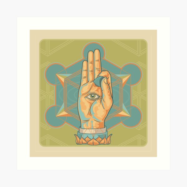 Guitar Player Hand Mystic Rock Mandala Art Print