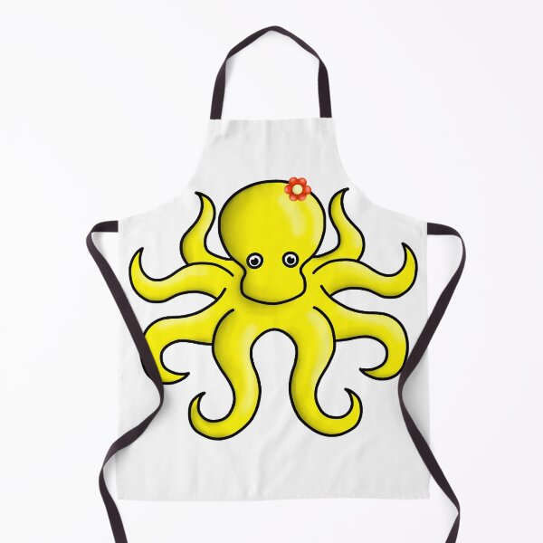 Artikelvorschau, gelber Oktopus mit Blume entworfen und verkauft von octo-PS.