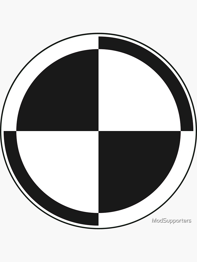 Checker 2 Tone White Black White Retro Mod Roundel Sticker For Sale