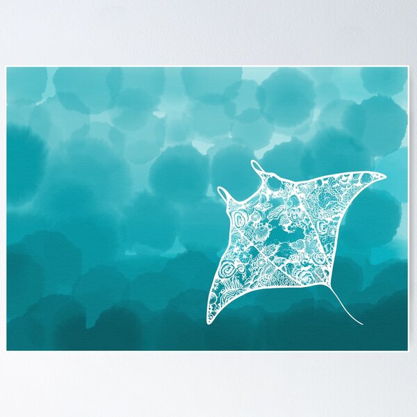 Item preview, Coral Garden Watercolour Manta designed and sold by Sadie James.