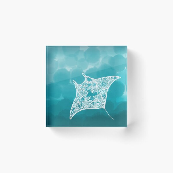 Coral Garden Watercolour Manta Acrylic Block