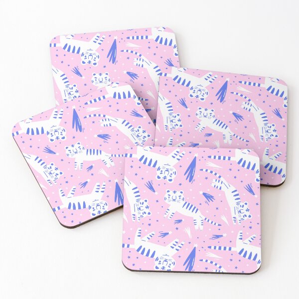 Item preview, Tigers and Stars Pattern in Blue and Pink  designed and sold by Miri-Noristudio.