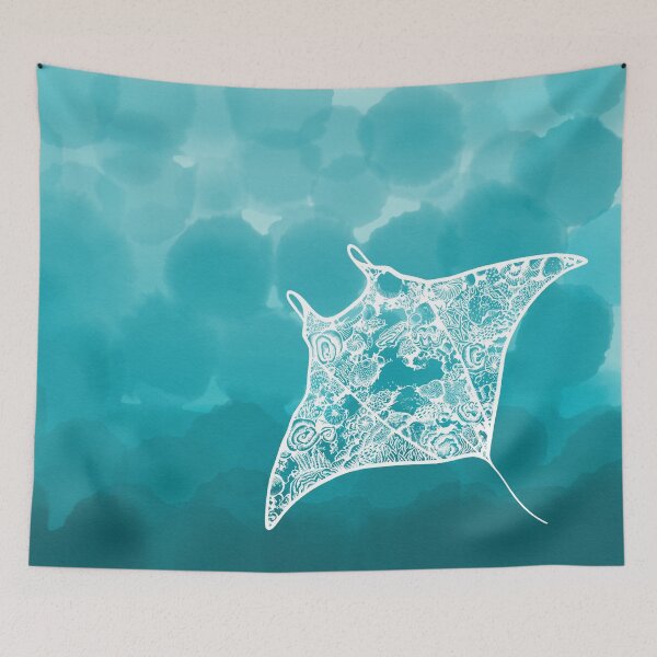 Item preview, Coral Garden Watercolour Manta designed and sold by Sadie James.