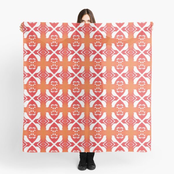 White Birds Orange Sky Scarf