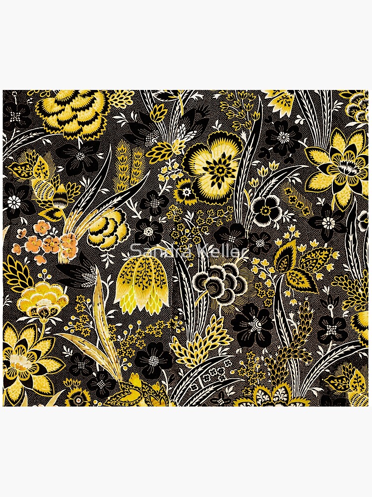 Flower Pattern in Yellow and Black by skc-images