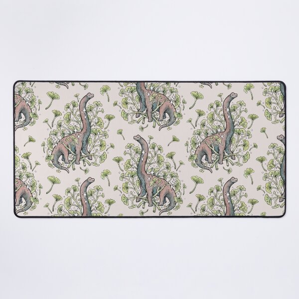 Brachio Ginkgo | Calm Color Palette | Dinosaur Botanical Art Desk Mat