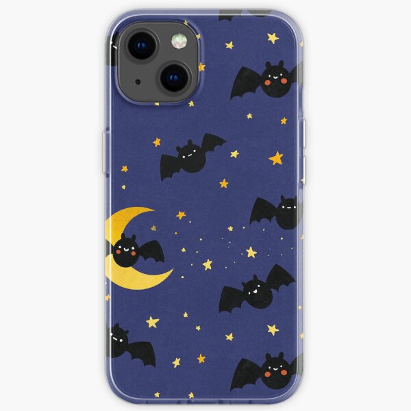 Bats and Stars Pattern in Dark Blue iPhone Soft Case