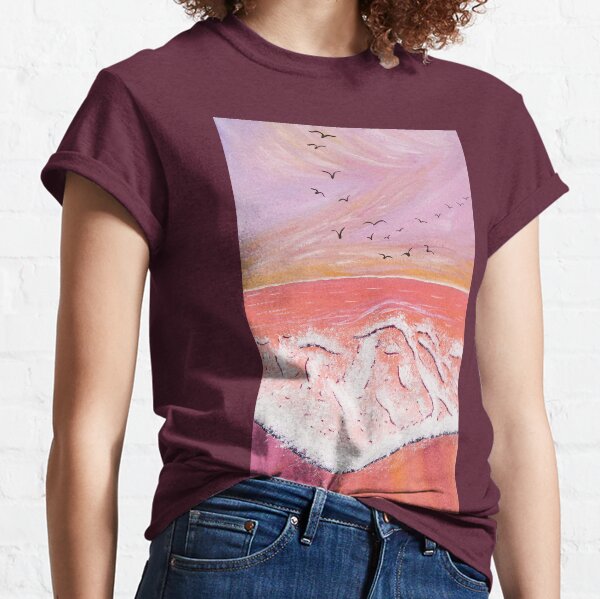 Stunning pink beach in traditional gouache Classic T-Shirt