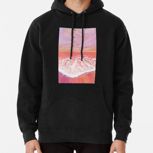 Stunning pink beach in traditional gouache Pullover Hoodie