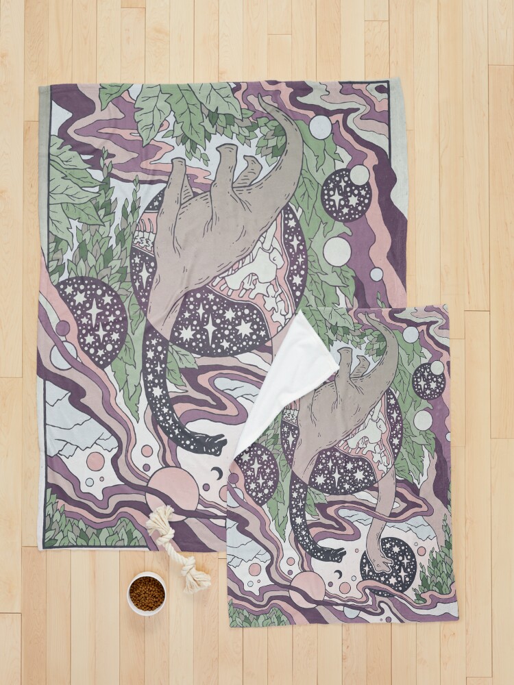 Alternate view of Jurassic Portal | Purple Haze Palette | Dinosaur Science Fiction Art Pet Blanket