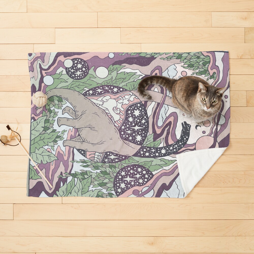 Jurassic Portal | Purple Haze Palette | Dinosaur Science Fiction Art Pet Blanket
