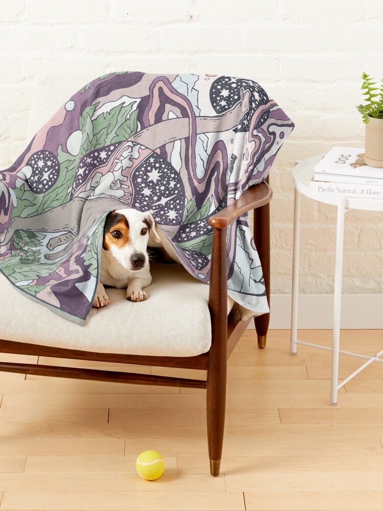 Alternate view of Jurassic Portal | Purple Haze Palette | Dinosaur Science Fiction Art Pet Blanket