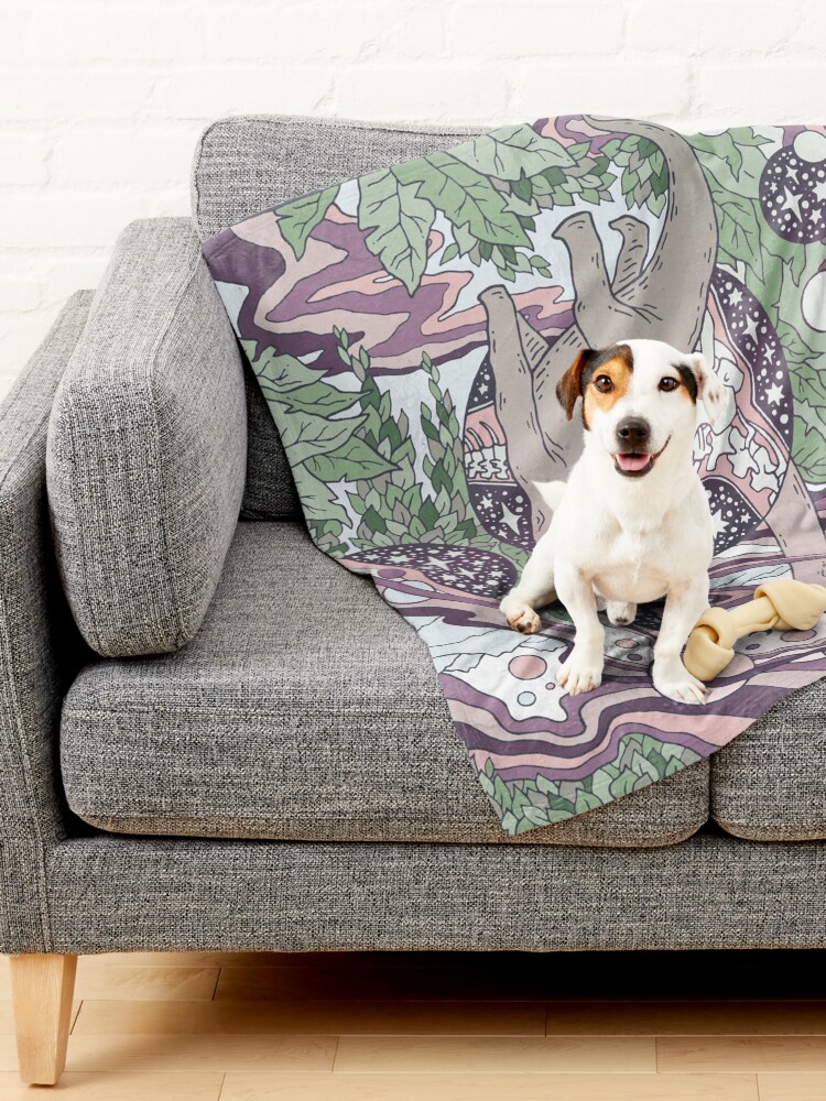 Alternate view of Jurassic Portal | Purple Haze Palette | Dinosaur Science Fiction Art Pet Blanket
