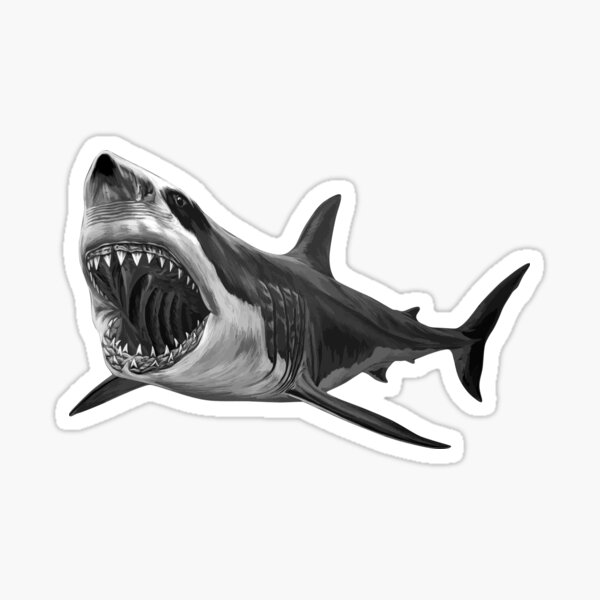 148, Great White Shark Fishing Rod Decal