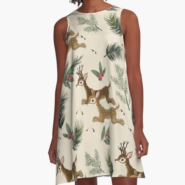 winter deer // repeat pattern A-Line Dress