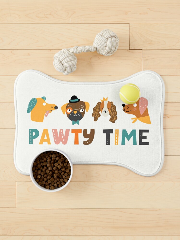 Pet Mat, Dog Pawty Time designed and sold by UrbanEpiphany