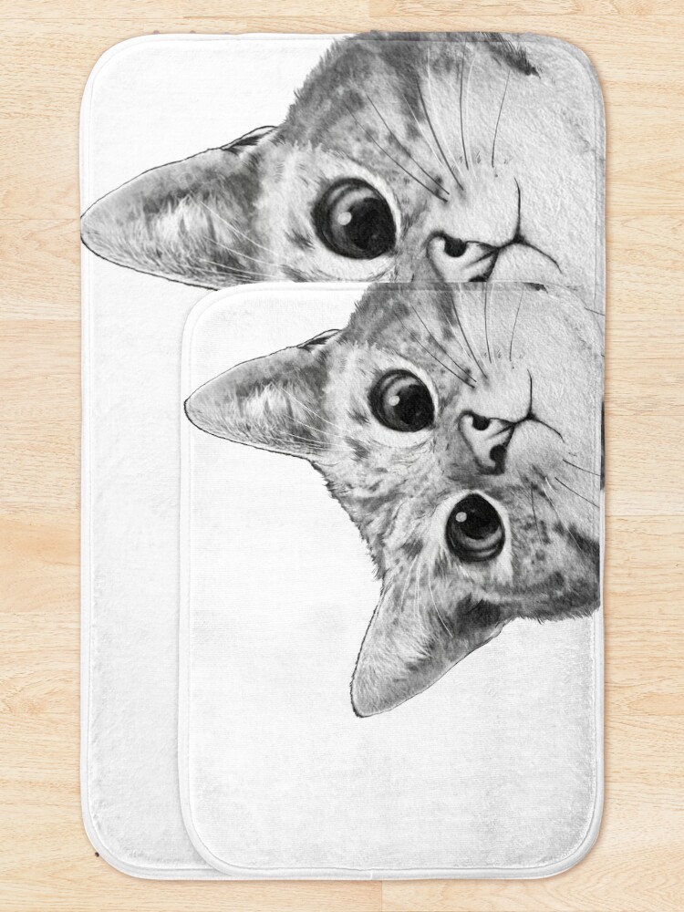 sneaky cat Bath Mat for Sale by lauragraves