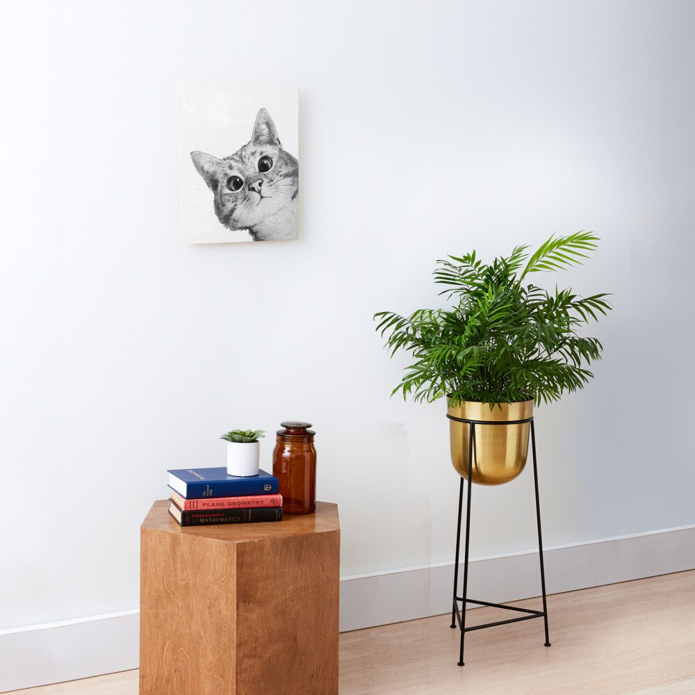 sneaky cat Mounted Print