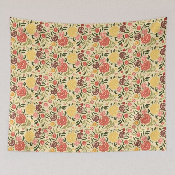Item preview, Sketched Folk Art Floral Pattern designed and sold by ChelleCreate.