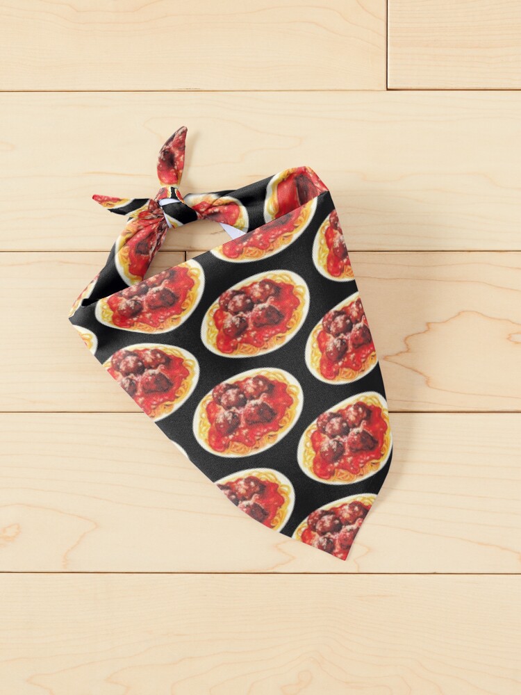 Alternate view of Spaghetti & Meatball Pattern - Black Pet Bandana