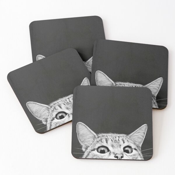 4 Pack Funny Cat Coaster for Drinks Absorbent, Cat Shaped Ceramic Drink  Coaster with Cork Base, Heat Resistant Coaster for Tabletop Protection,  Unique