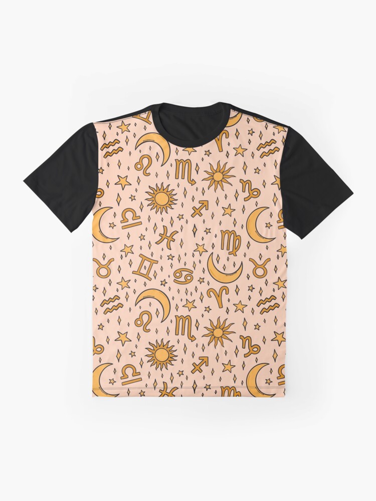 Thumbnail 4 of 5, Graphic T-Shirt, Zodiac Sun and Star Print in Cream designed and sold by doodlebymeg.