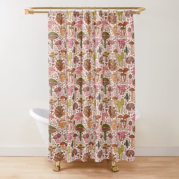 Floral Paisley Fabric Shower Curtain Flowers In Brown Blue Green On White NIP 