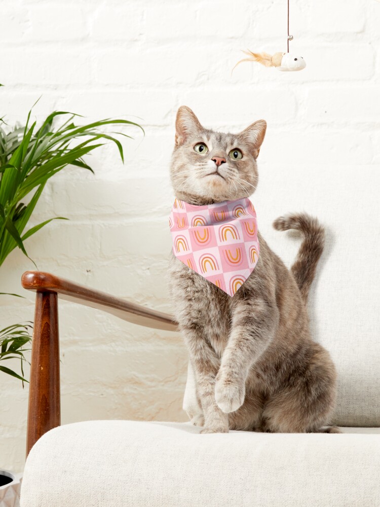 Thumbnail 3 of 6, Pet Bandana, Rainbow Checkered Print designed and sold by doodlebymeg.