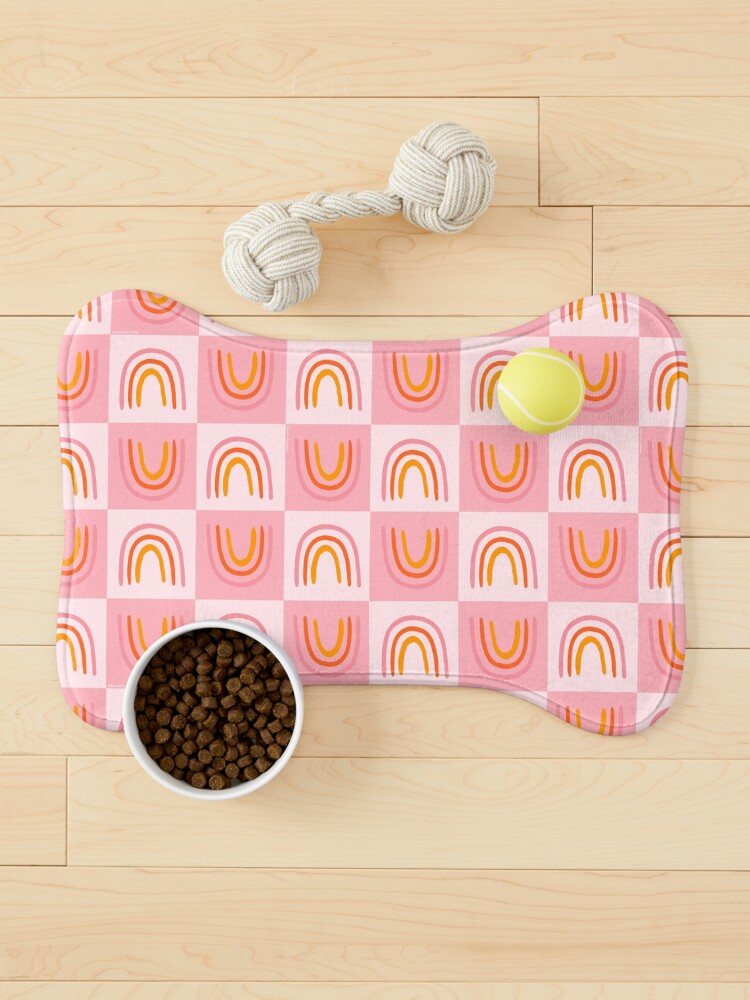 Thumbnail 1 of 5, Pet Mat, Rainbow Checkered Print designed and sold by doodlebymeg.
