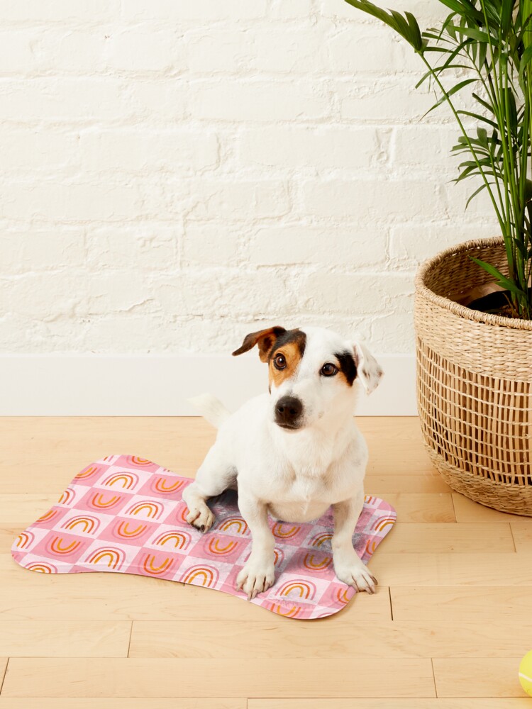 Thumbnail 2 of 5, Pet Mat, Rainbow Checkered Print designed and sold by doodlebymeg.