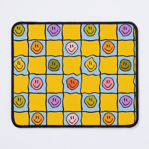 Item preview, Yellow Smiley Checkered Print designed and sold by doodlebymeg.