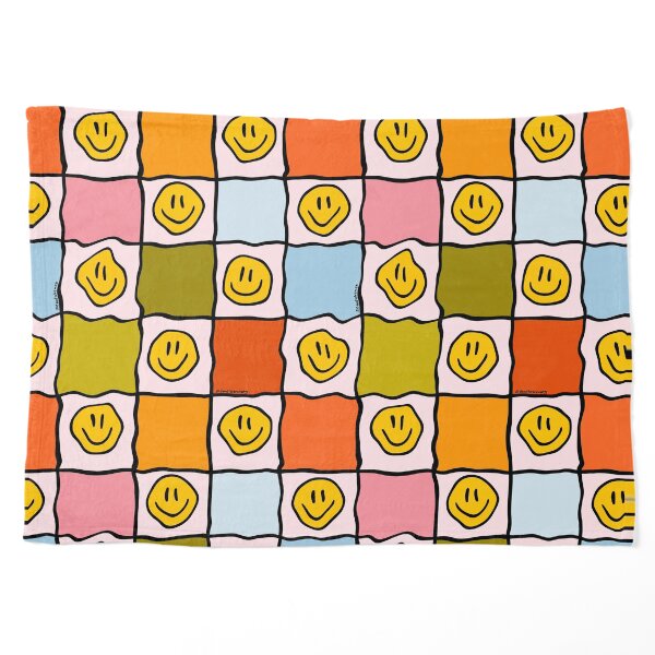 Rainbow Smiley Checkered Print Pet Blanket