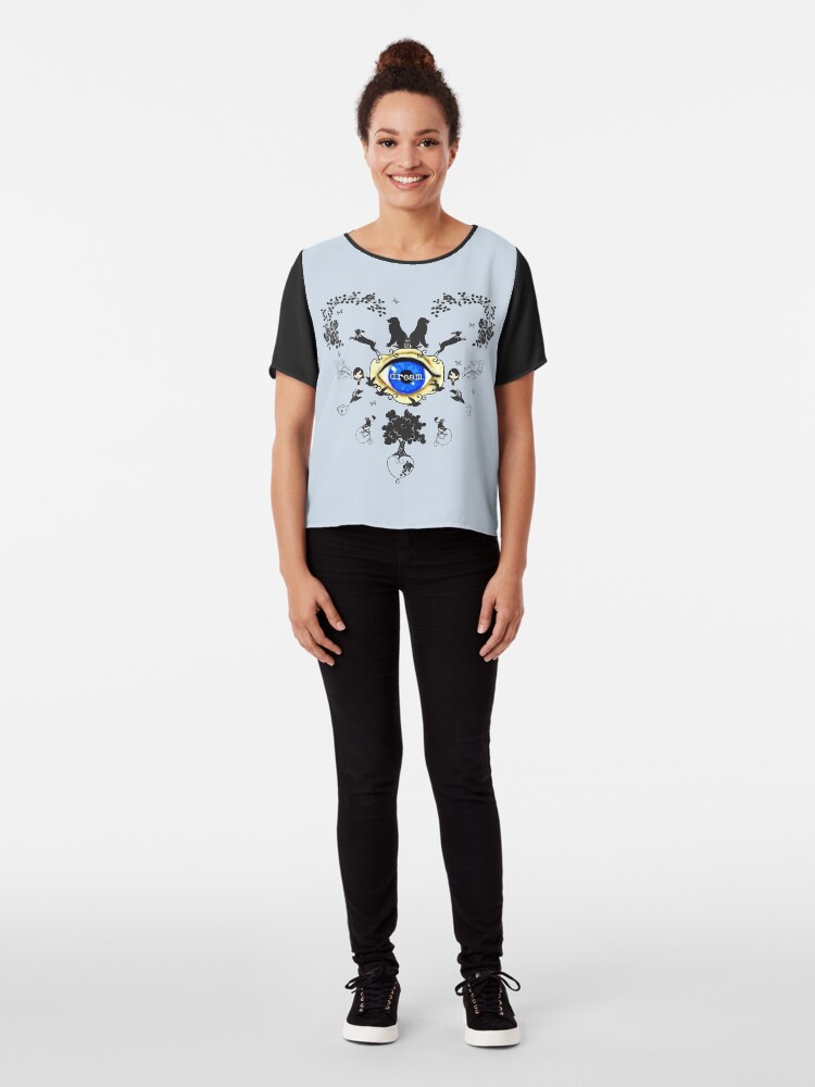 Alternate view of I Dream In Color - Dark Silhouettes on Light Blue Chiffon Top