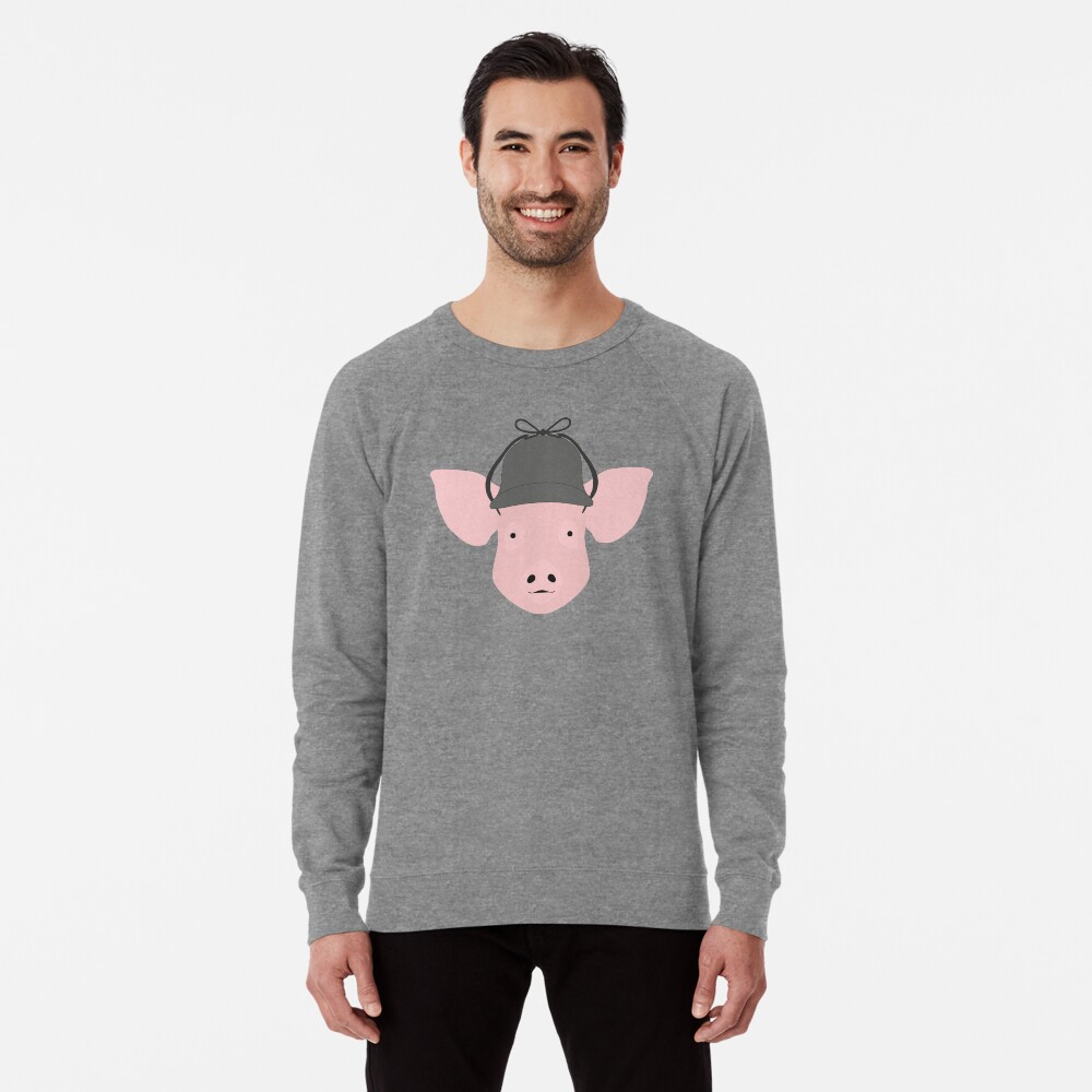 NDVH Pig Wearing a Deerstalker Lightweight Sweatshirt