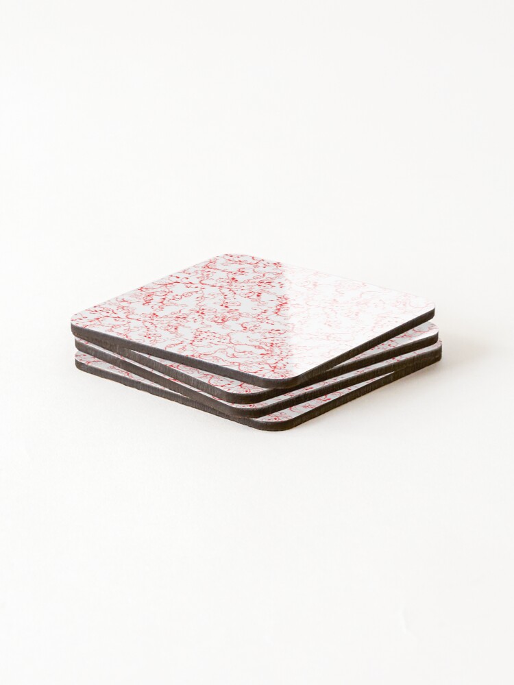 Thumbnail 4 of 5, Coasters (Set of 4), Red Leaf Pattern designed and sold by RiadMannan.