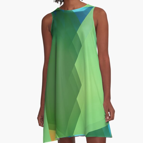 The "Geometric Green" Designer Print A-Line Dress