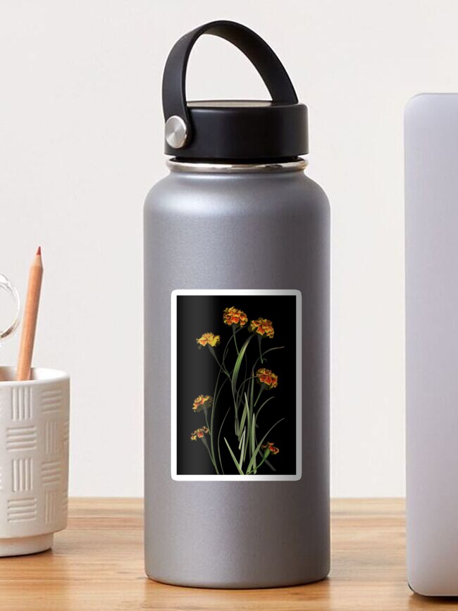 Thumbnail 1 of 3, Sticker, Marigold Carousel Dark Floral designed and sold by LindasPhotoArt.
