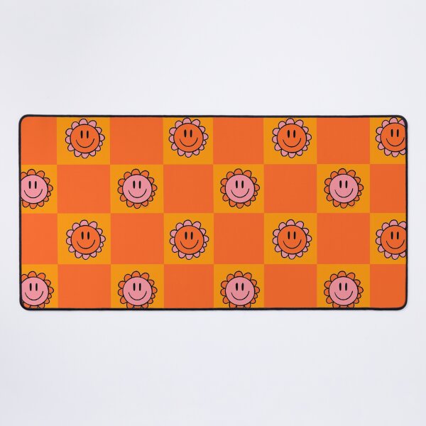 Item preview, Orange Smiley Face Checkerboard Print designed and sold by doodlebymeg.