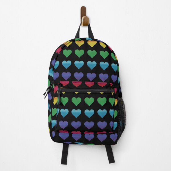 Item preview, Gradient Rainbow Hearts Pattern on Black designed and sold by ThePurpleFrog.