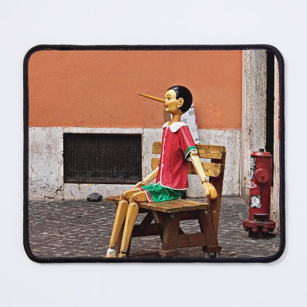Item preview, Pinocchio Marionette Sitting on Street Bench, Rome Italy designed and sold by Anna Lemos.