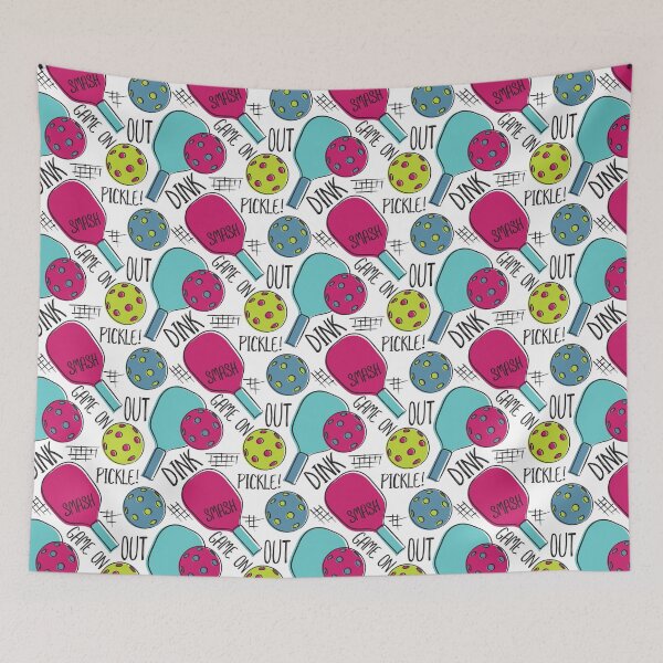 Item preview, Pickleball Pattern of Graphic Illustration Blue Lime and Magenta designed and sold by whyitsme.