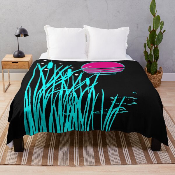 Item preview, Cat Tail Pond Moon Star Wet Turquoise Fuchsia designed and sold by montezwalls.