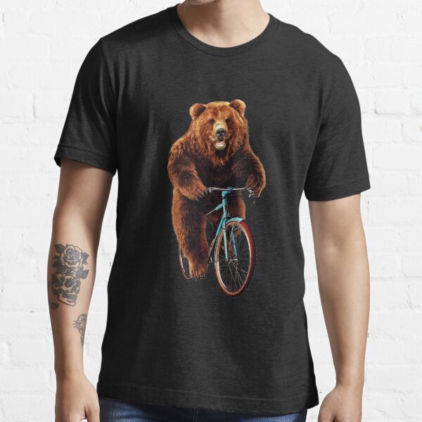 Happy Grizzly Bear Cycling - Mountain Bike Bicycle Essential T-Shirt