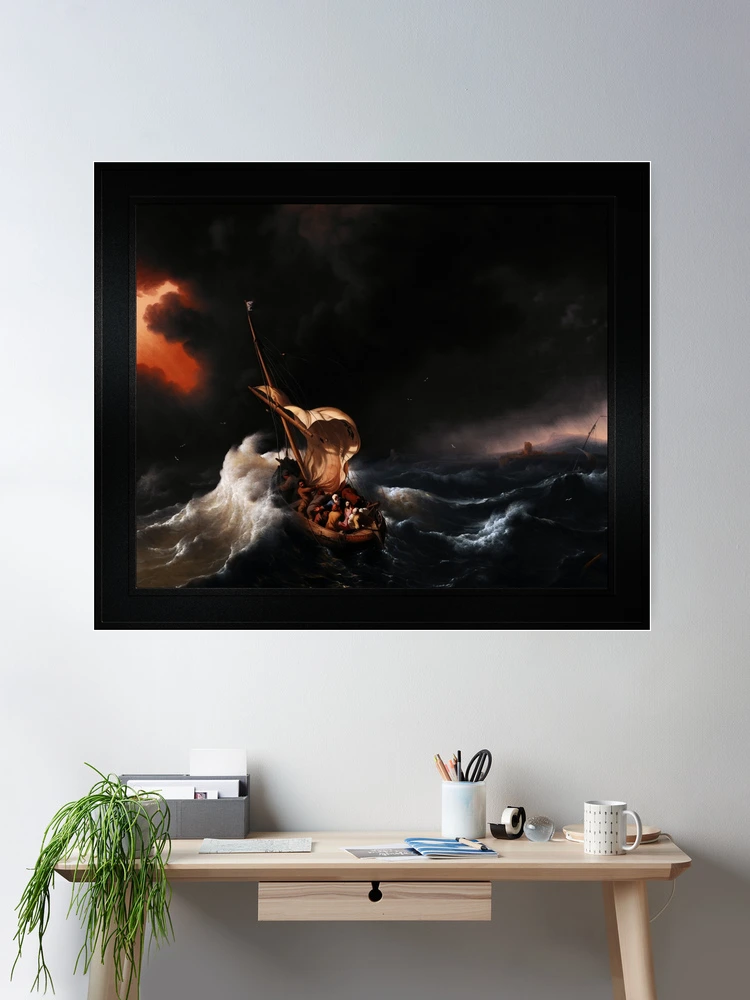 Christ in the Storm on the Sea of Galilee by Ludolf Backhuysen - Have Faith Not Fear 2 Christ in the Storm on the Sea of Galilee by Ludolf Backhuysen Remastered Xzendor7 Classical Art Old Masters Reproductions Scarf