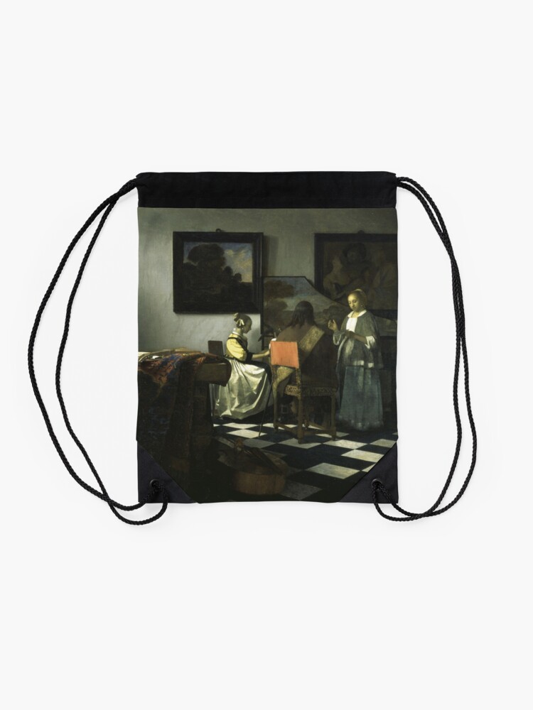 Alternate view of Stolen Art - The Concert by Johannes Vermeer Drawstring Bag