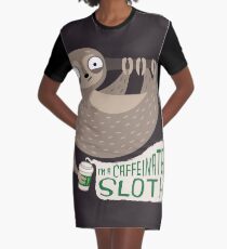 Caffeinated Sloth Graphic T-Shirt Dress